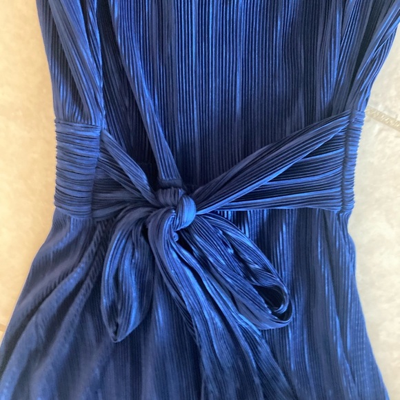 EUC Anthropologie Maeve Sonata Blue Crinkle Shimmer Pantsuit Jumpsuit 4 - Picture 6 of 14